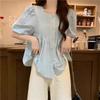 Retro Gentle Style Single Row Multi Button Shirt for Early Spring New Women's Loose Top