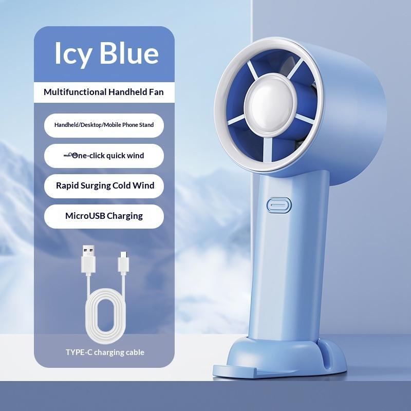 Portable Usb Rechargeable Handheld Fan With Phone Holder Low Noise Strong Airflow Suitable For Office Outdoor And Commuting Use
