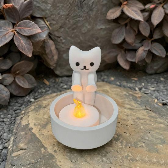 Милый Подсвечник-Кошка, 3D-печатный Подсвечник для Чайной Свечи, Белый Котёнок-Подсвечник, Подарок для Любителей Кошек