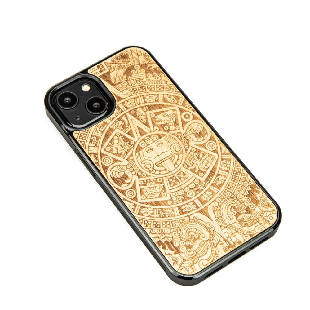 Wooden Case for iPhone 13 Aztec Calendar Aniegre