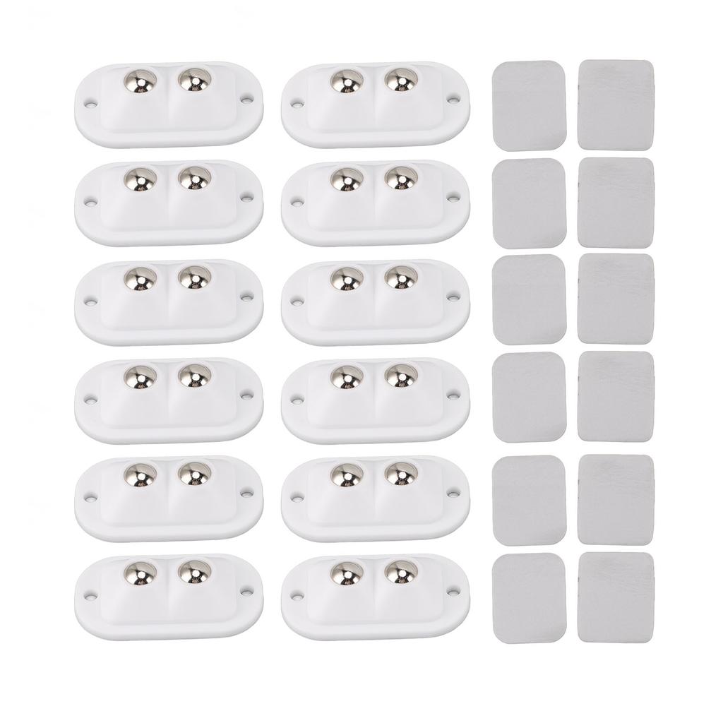 12pcs Mini Caster Wheels Self Adhesive Double Bead Labor Saving Quietly Moving 360 Degree Rotation