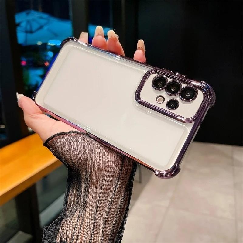 Противоударный силиконовый чехол с гальваническим покрытием «Четыре угла» для Samsung Galaxy A17 A56 A36 A73 5G A53 A52 A33 A23 A22 A13 A12