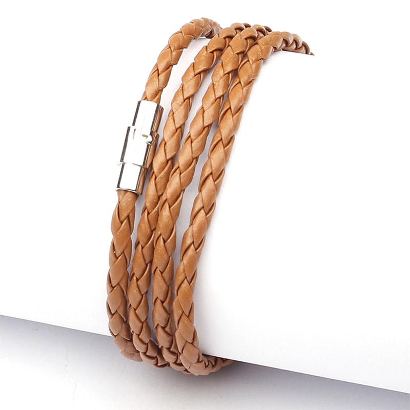 Vogue Женский ручной работы модный кожаный плетеный браслет-манжета унисекс мужской браслет