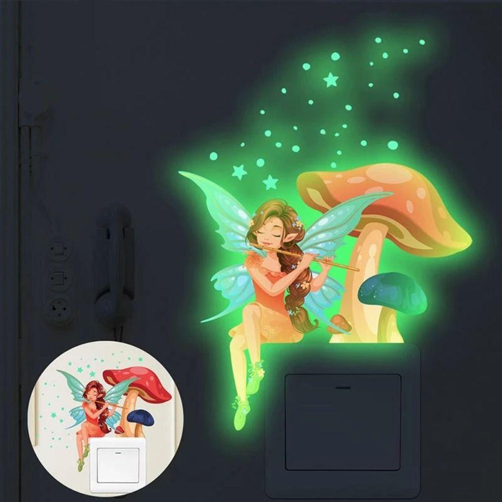 Wall DIY Cartoon Switch Stickers Luminous Wall Stickers Fluorescent Sticker Fairy Mushroom Stickers
