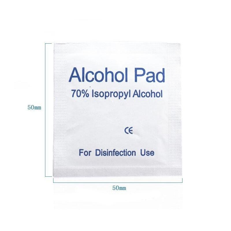 100Pcs Portable Alcohol Prep Pads Antiseptic Sterilization Swabs Wipes Cleanser 70% Alcohol Content