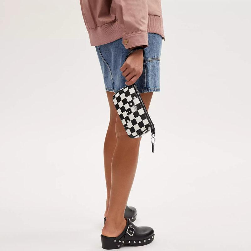 Coach Сумка через плечо Nolita 19 с клетчатым принтом из покрытого холста и переработанной кожи Женская сумка через плечо Черная CR394-SVA16