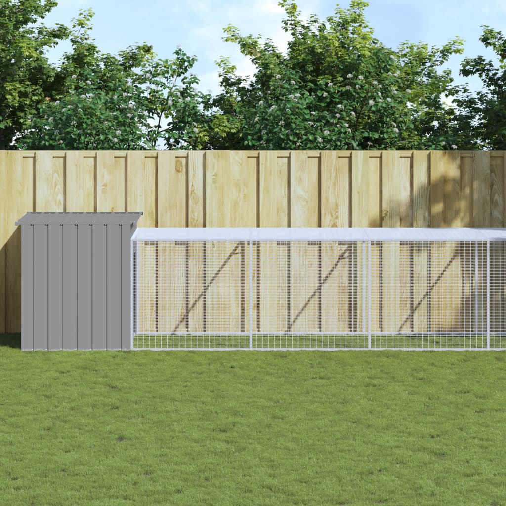 Chicken Coop with Run Light Grey 110 x 813 x 110 cm Galvanized Steel