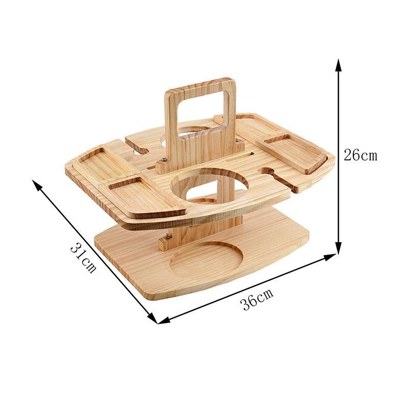 Tables Wooden Picnic Table With Glass Holder Round Foldable Desk Wine Glass Rack