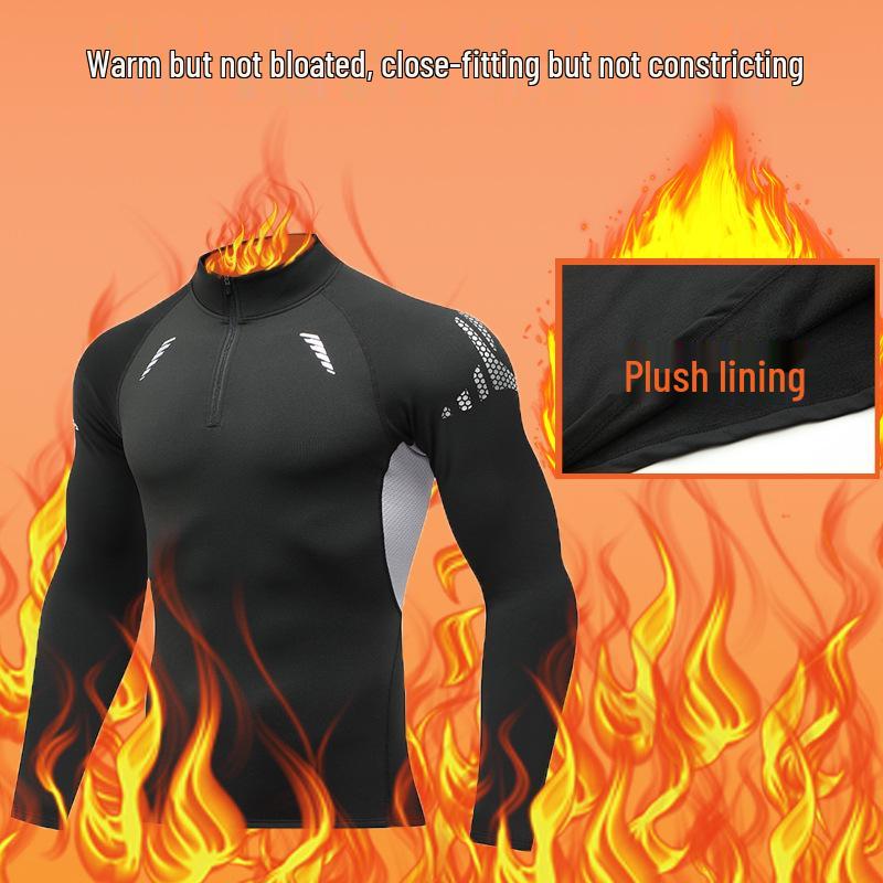 Унисекс термоспортивная кофта с полувысоким воротником, молнией, быстросохнущая, с бархатной подкладкой для осени и зимы.