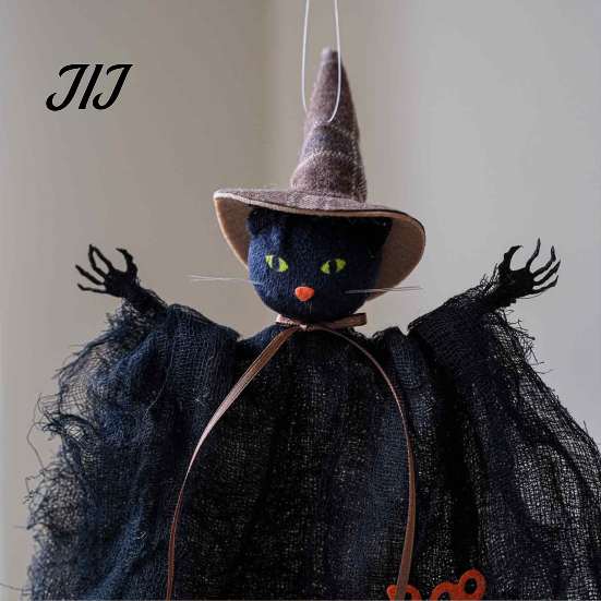 Cute Spooky Style Room Decorations Halloween Witch Doll Ornaments, Cat Pumpkin Playful Holiday Themed Hanging Dolls Decoration for Tree, Home