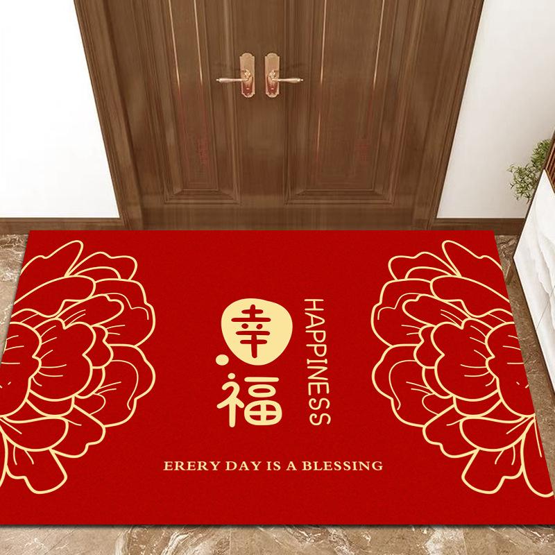 Праздничный красный коврик на год кролика, новогодний коврик, коврик для входной двери, коврик для пола в прихожей, коврик для спальни, который можно стирать в стиральной машине