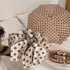 Hand Movement Retro Dot Folding Umbrella With Sun Protection and UV Protection Black Rubber Sun Umbrella Portable Sun Umbrella