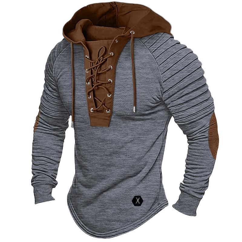 Men S Solid Color Hooded Long Sleeve T Shirt Streetwear Basic Style