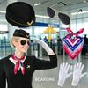 Gloves Scarf Women's Stewardess Costume Dress Up Flight Attendant Hat  Stage Performance