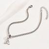 Stainless Steel Punk Initial Alphabet Charms Bracelets for Women Men Waterproof Hypoallergenic Chain Letter Pendant Jewelry Gift