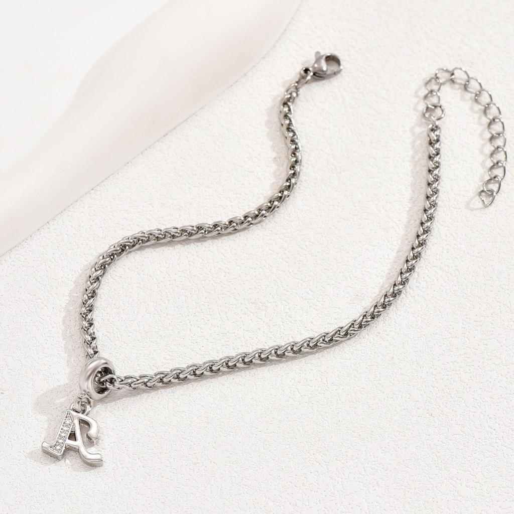Stainless Steel Punk Initial Alphabet Charms Bracelets for Women Men Waterproof Hypoallergenic Chain Letter Pendant Jewelry Gift