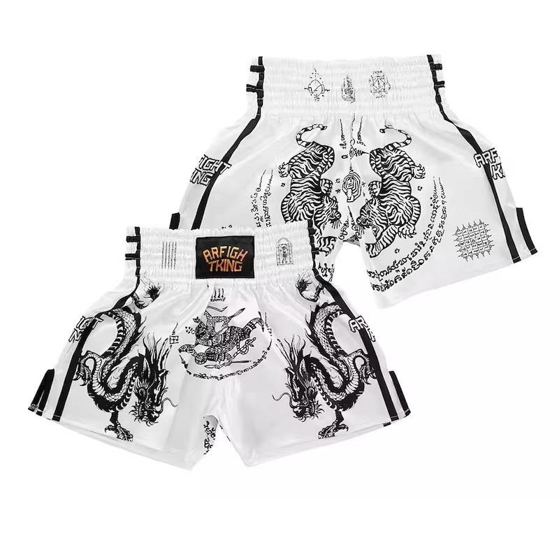 Tiger Muay Thai Dragon Shorts Pants Kickboxing Boxing MMA UFC Tattoo Protection Unisex Men Women Kid Quick Dry Print Elastic High Waist Training