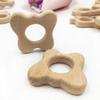 Wooden Baby Teether Toys Natural Beechwood Chew Toys for Infants Educational Teething Rings with Animal Shapes