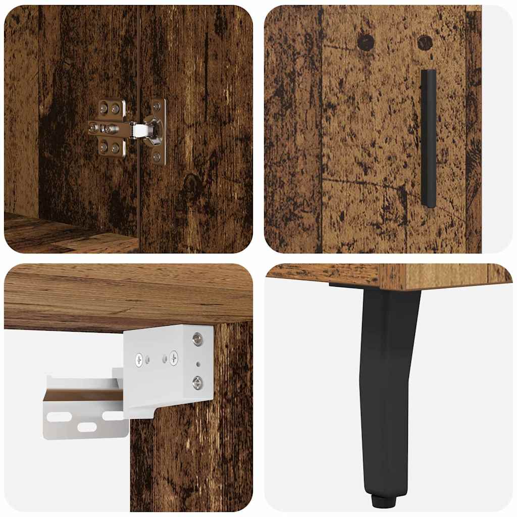 Highboard Reclaimed Wood 69.5 x 34 x 180 cm Engineered Wood and Glass