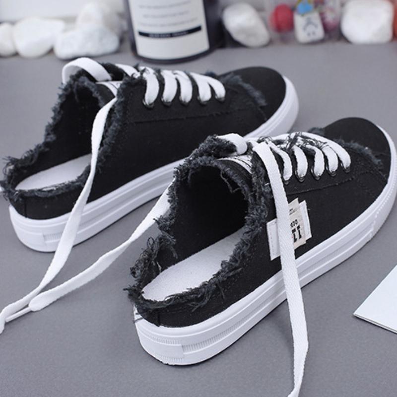 Парусиновые туфли женские весенние и летние маленькие белые туфли туфли на плоской подошве туфли для досок Ленивые туфли