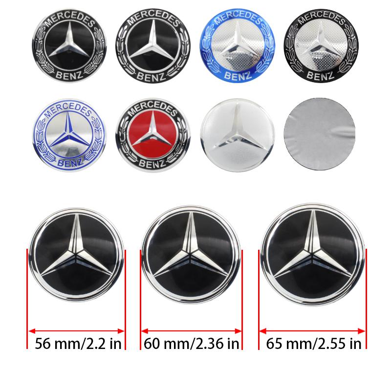 BNXP8 4Pc For Mercedes Benz C180 C200 C260 W124 W126 W140 W168 W176 56mm 60mm 65mm Car Wheel Hub Cap Center Sticker Emblem Badge Decal