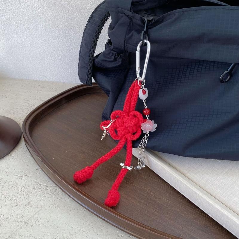 Ручная работа Китайский Узел Брелок Традиционный Благоприятный Символ Украшение С Металлической Карабинной Застежкой Для Сумки Рюкзака Ключей