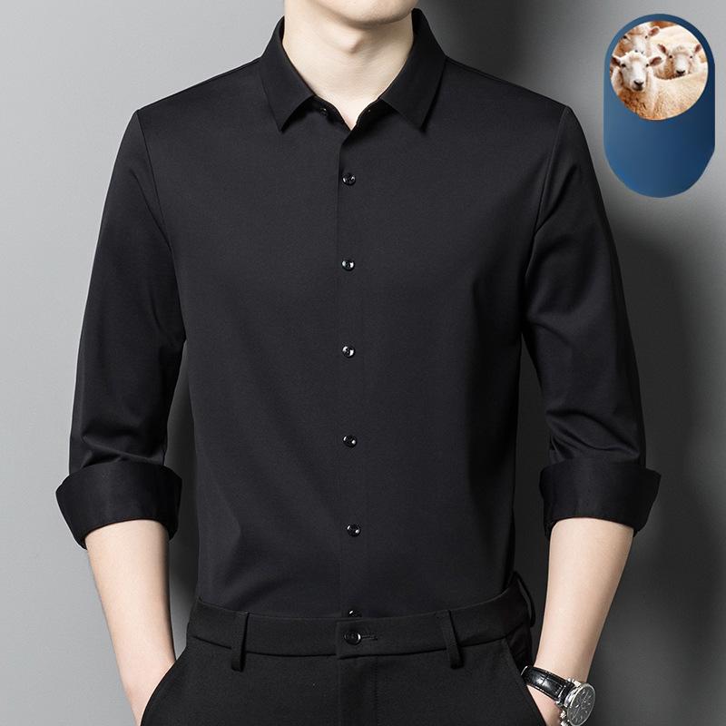 Модная рубашка из шерсти с длинными рукавами для мужчин, весна и осень, новая универсальная рубашка, деловой темперамент, с лацканами, красивая рубашка, модная