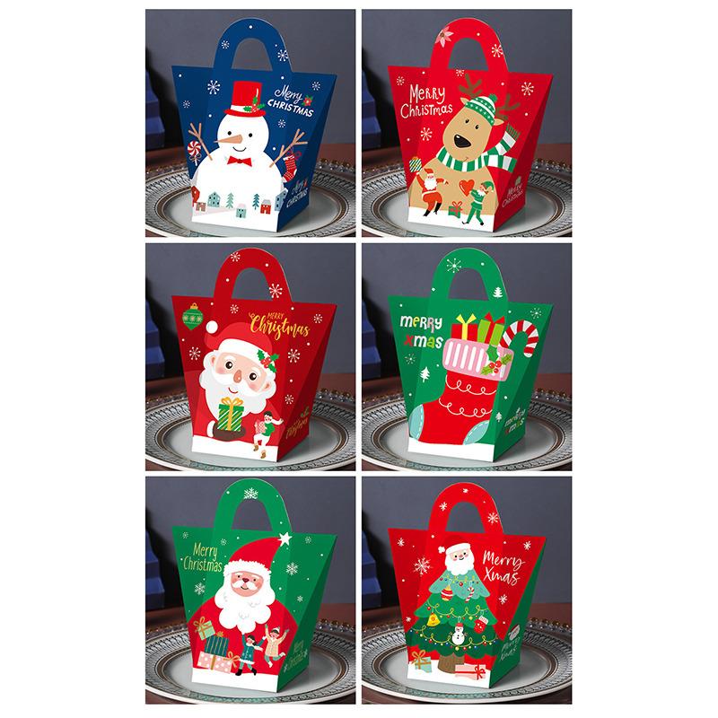 6pcs Candy Cookies Packaging Christmas Box New Year Tree Pendant Gift Decoration Party Kinds Favors Santa Claus For Home