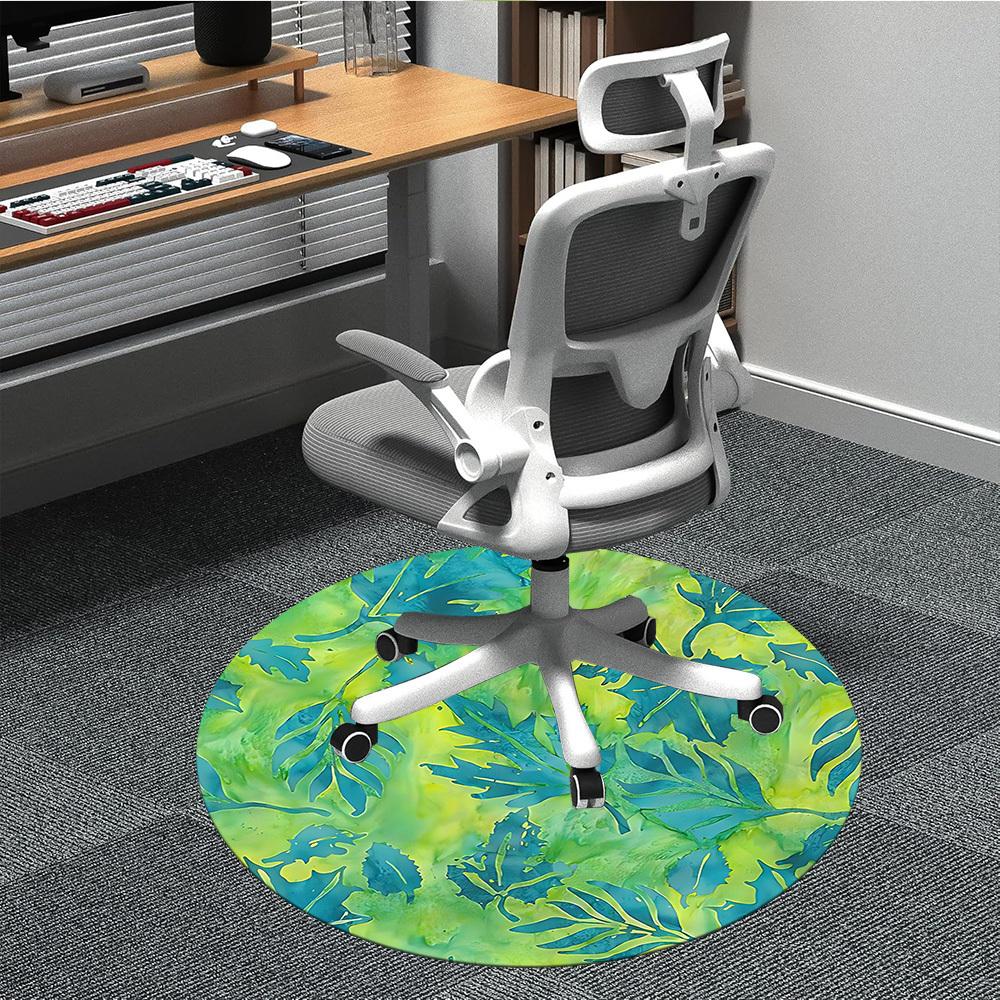 1pc Leaf Print Chair Carpet for Office, Non slip, Soft and Durable Office Rug for Interior Decoration