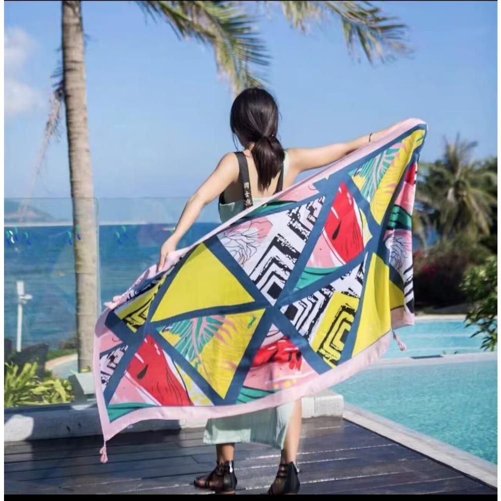 Соленое озеро Чака Туризм на Северо-Западе Этнический стиль Шарф Шелковый шарф Женский Летний Приморский Пляжный Платок Солнцезащитный Тонкий