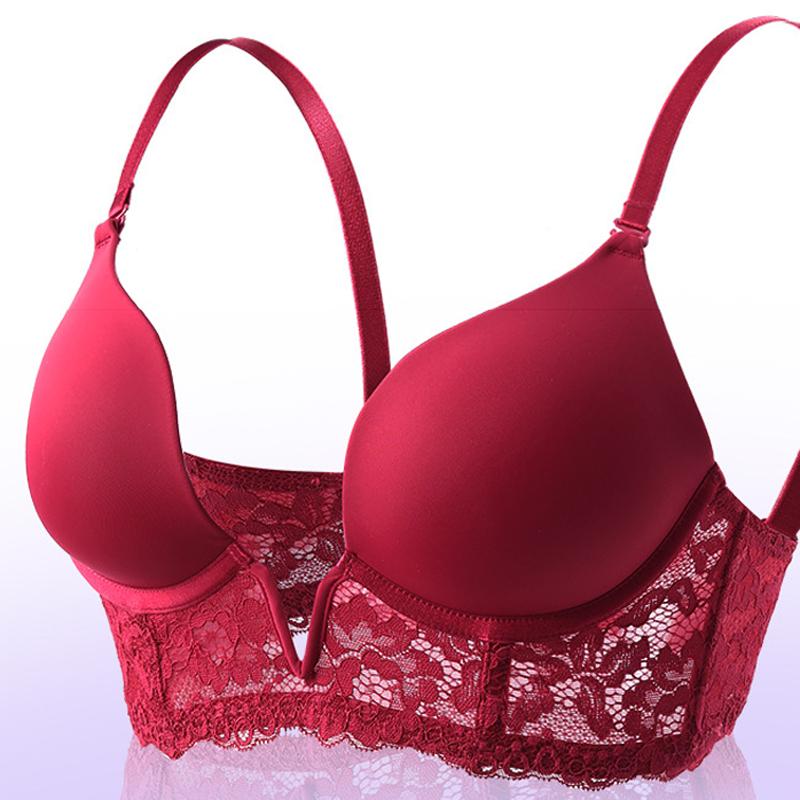 Женский сексуальный бюстгальтер пуш-ап, французское кружевное нижнее белье с глубоким V-образным вырезом, женский тонкий свадебный бюстгальтер без косточек, нижнее белье, топ с вышивкой без следов