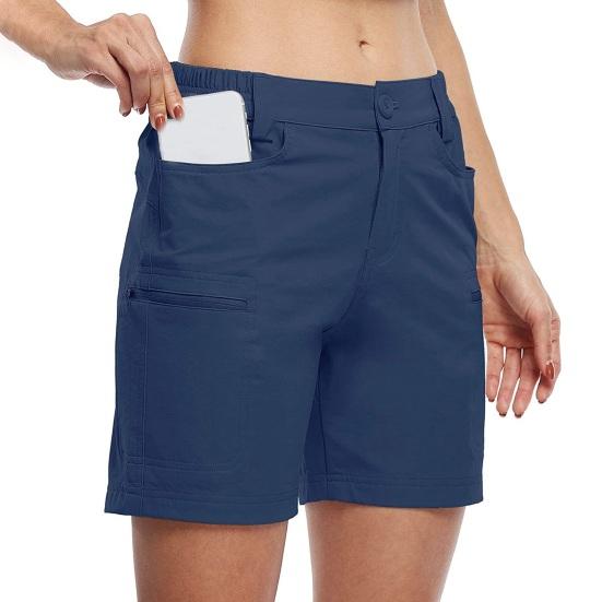 Женские шорты-бермуды, эластичные шорты для походов с высокой талией и карманами, повседневные быстросохнущие шорты для гольфа для летнего активного отдыха