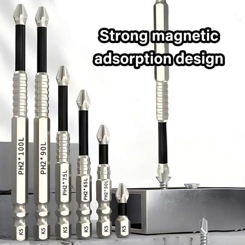 Сверхпрочный набор магнитных насадок для отвертки и дрели, 6 шт., противоскользящая конструкция, подходит для электрической, ручной и ударной дрели-шуруповерта