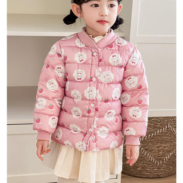 Теплая детская одежда с хлопковой набивкой в зарубежном стиле, зимняя детская утолщенная короткая куртка с V-образным вырезом с хлопковой набивкой, детские осенние милые куртки с мультяшным принтом
