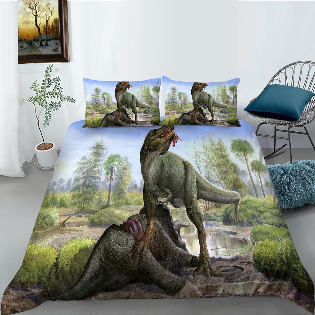 3D мир динозавров постельные принадлежности спальня динозавр пододеяльник наволочка простыня/Твин полноразмерные постельные принадлежности украшения дома