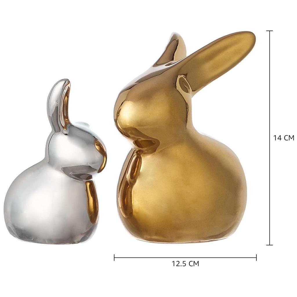 Домашний декор, керамические милые фигурки кроликов из золота и серебра (Набор из 2 шт., золотой и серебряный)