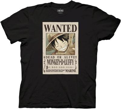 Ripple Junction One Piece Луффи Полный Плакат Розыска Аниме Взрослая Футболка с Коротким Рукавом