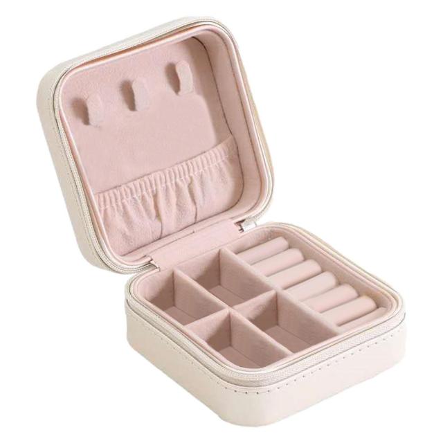 Jewelry Organizer Display Travel Jewelry Case Boxes Pu Leather Earring Necklace Ring Portable Holder Zipper Small Box
