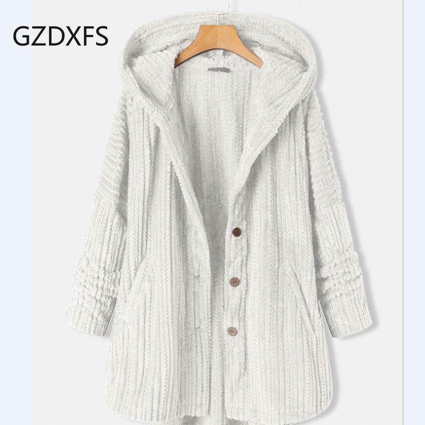 Qiu Dong New Fund Connects Hat Single Row Button Loose Leisure Temperament Long Sleeve Coat