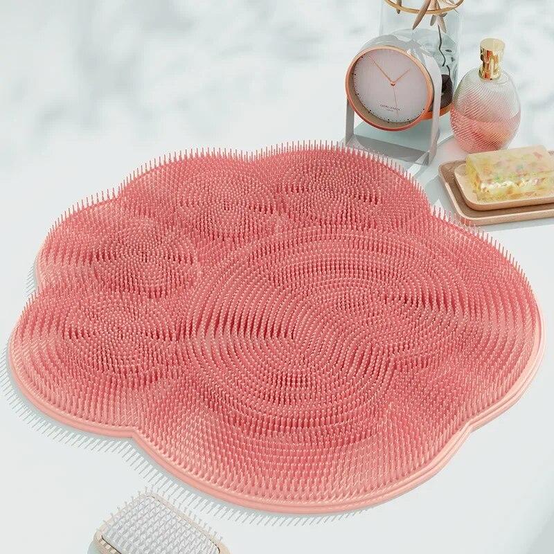 Silicone Shower Back Massage Reusable Cleaning Brush Shower Feet Wash Mat Multifunction Sucker Wall Mat Rub Foot Arms Body Bath