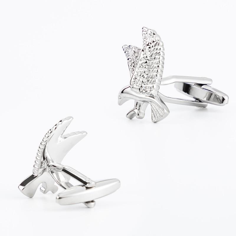 Exquisite Electroplated Silver Eagle Shaped Copper Metal Cufflinks French Shirt