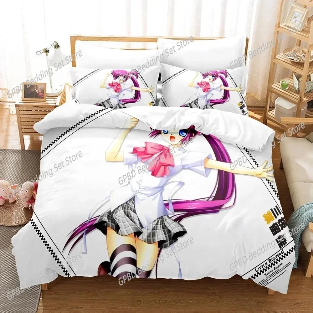 Little Busters! Bedding Set Boys Girls Twin Queen Size Duvet Cover Pillowcase Bed Boys Adult Fashion Home Textileextile
