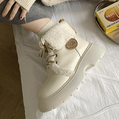 Осенне-зимние сапоги, женская обувь, ретро-дизайн, уличные женские повседневные плюшевые сапоги