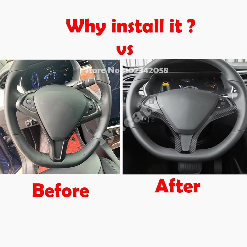 For Tesla Model S Model X ABS Car Steering Wheel Frame Sticker Inner Direction control button Decoration Trim Cover Accessories