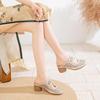 Women's Cowhide Summer Sandals 2025: Thick High Heels, Soft Sole, Hollow Toe Design.
