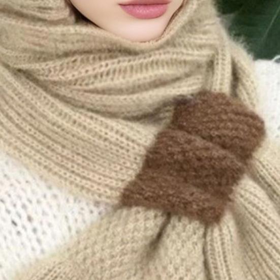 Winter Knit Hat Scarf Set Large Head Circumference Elastic Warm Riding Hat Outdoor Activities Travel Cycling Headwear