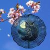 Enchanting Owl on Branch 2D Metal Wind Spinner for Garden Patio Decor Rotating Outdoor Art with 360 Hook Durable Reflective Thanksgiving
