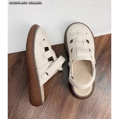 Босоножки Баотоу женские новые 2025 летние носить двумя способами на толстой подошве полушлепанцы летние с мягкой подошвой пляжные римские туфли