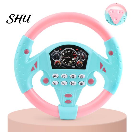 Co-pilot Steering Wheel Toy Game Preschool Rotate 360 Degrees with Sound 2 Stable Suction Cups Scene Experience Educational Auditory Cognition