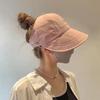 Foldable Wide Brim Ponytail Sun Hat Drawstring Adjustable Cap For Women Beach Hat Summer Quick-Dry Visor Fisherman Cap